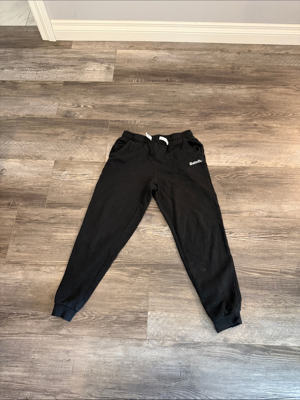 Bench Kids Black Jogger Sweatpants with White Drawstring